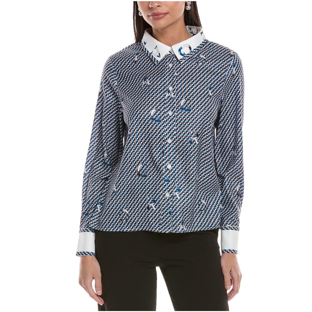 Gracia Logo Printed Collared‎ Shirt Women's Size Small